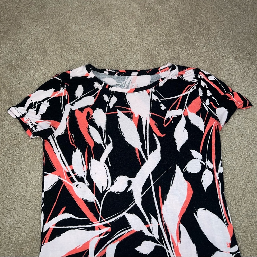 Apt. 9 Essentials Black, Cream & Orange Floral shirt size XS - Picture 4 of 9